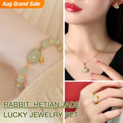 Rabbit and Tian jade lucky jewelry set-1