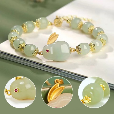 Rabbit and Tian jade lucky jewelry set-1