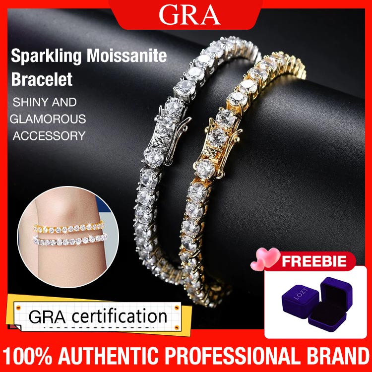 Halloween Sale - Sparkling 3MM Moissanite Tennis Bracelet with free jewelry box. Chain length 20cm. GRA Certified.
