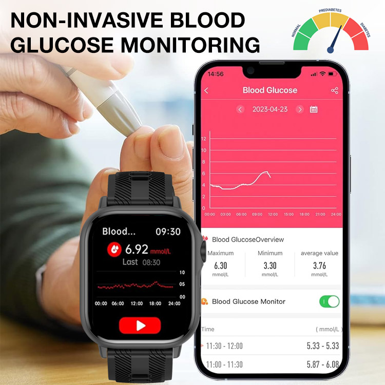 Mid- year promo - One year warranty - Smart Blood Glucose Monitoring Watch - Stay healthy - Measure blood sugar levels, heart rate, sleep quality and other general health