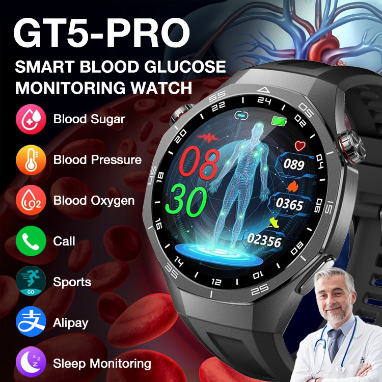 Mid-year promo 40% off -  One year warranty - Upgrade GT5 Pro Max Blood Sugar Smartwatch with Blood Pressure and Sleep Fitness Tracker